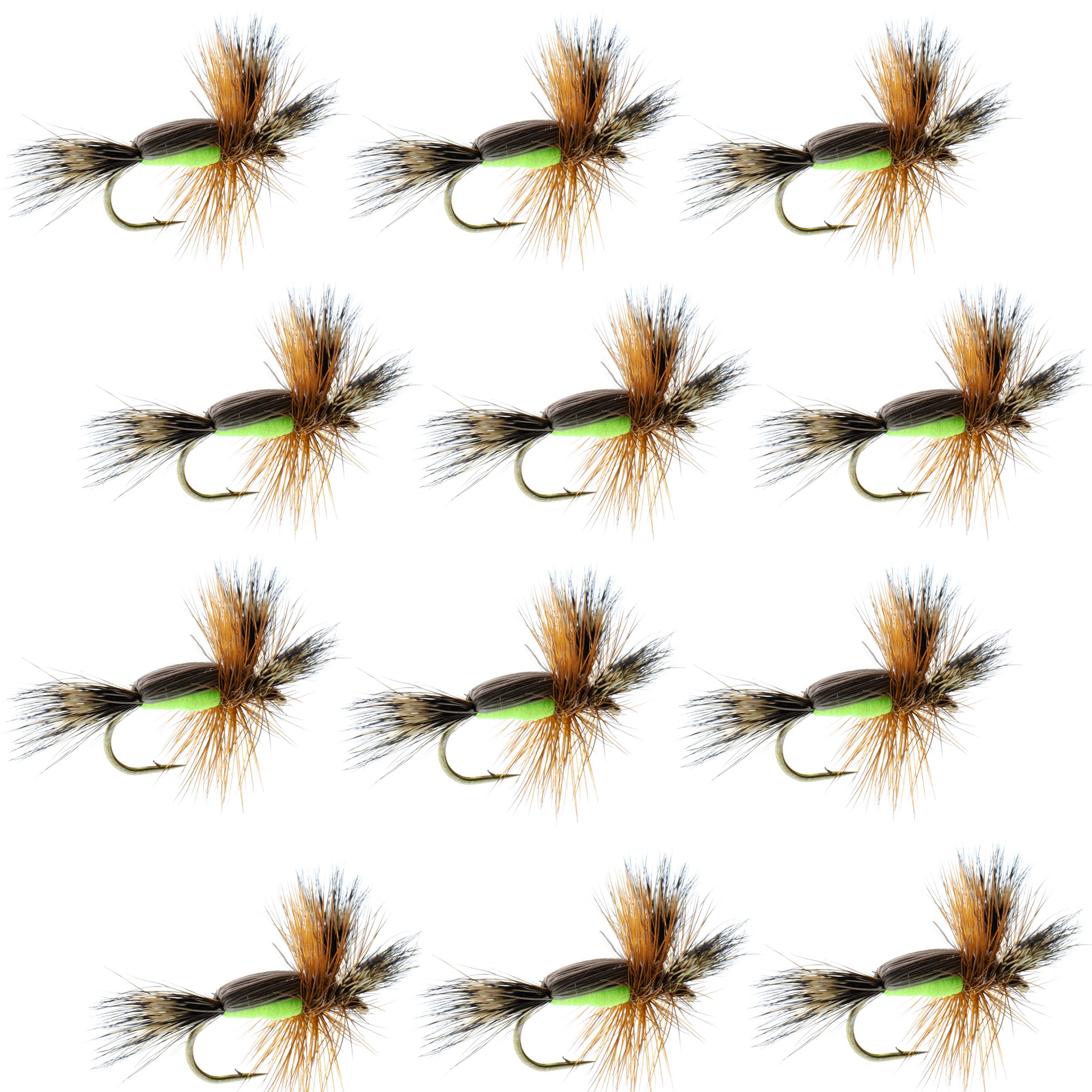 Humpy Chartreuse Dry Flies - Wholesale Per Dozen Sizes 10-16