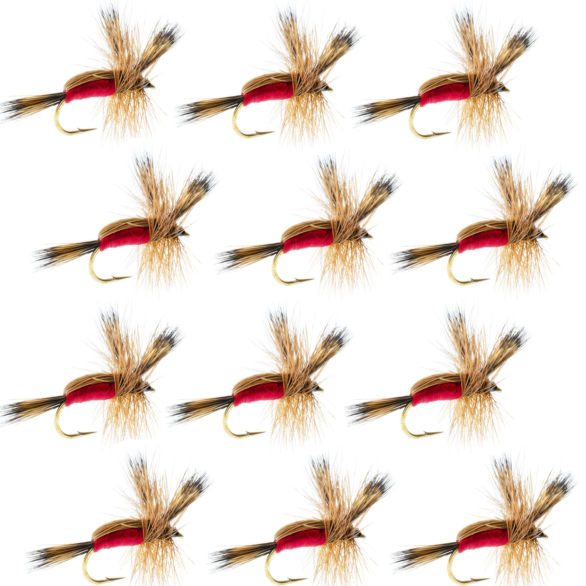 Humpy Red Dry Flies - Wholesale Per Dozen Sizes 10-16