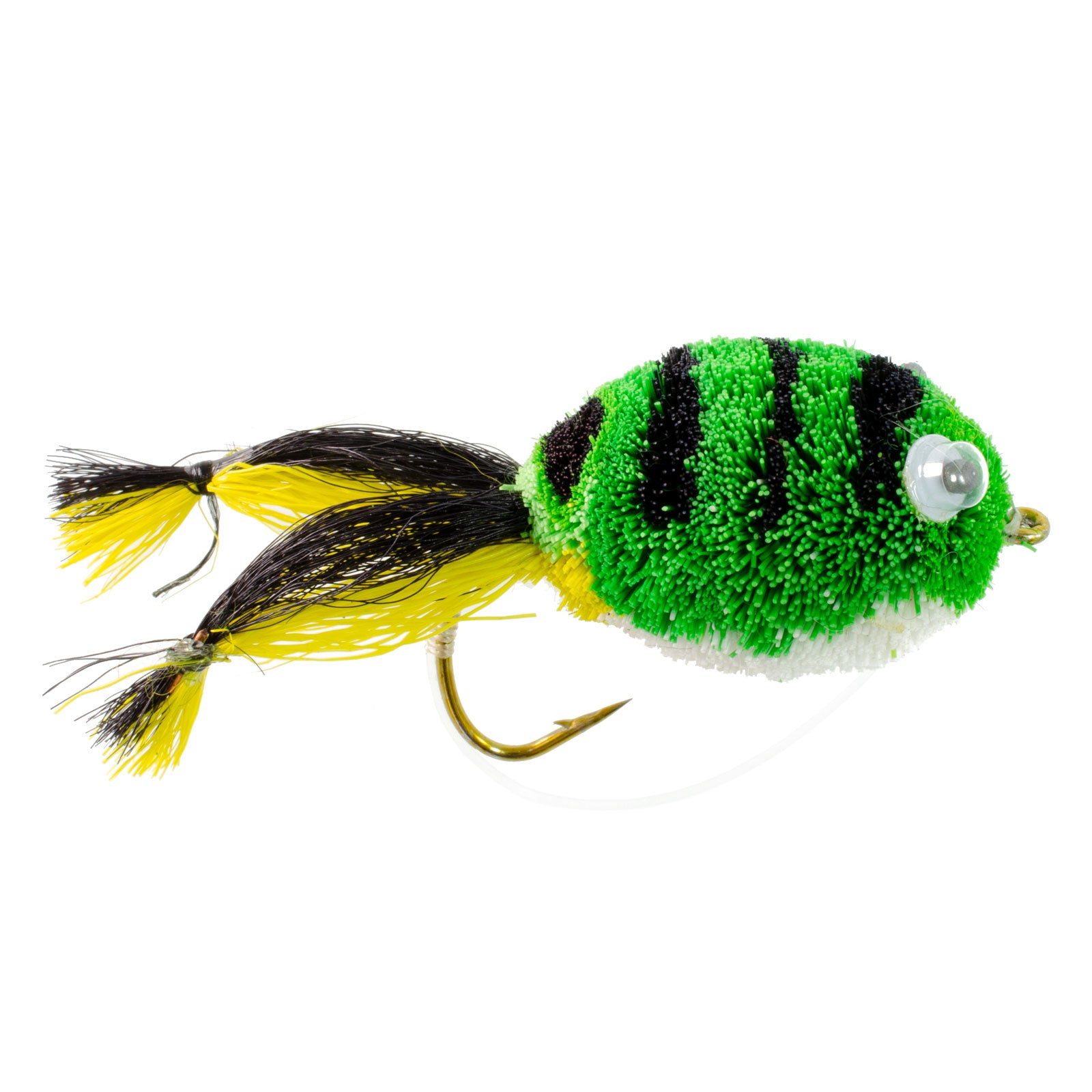 Messingers Frog Deer Hair Bass Bug Hook Size 4 - Wholesale Bass Flies Per 1/2 Dozen (6 Flies)