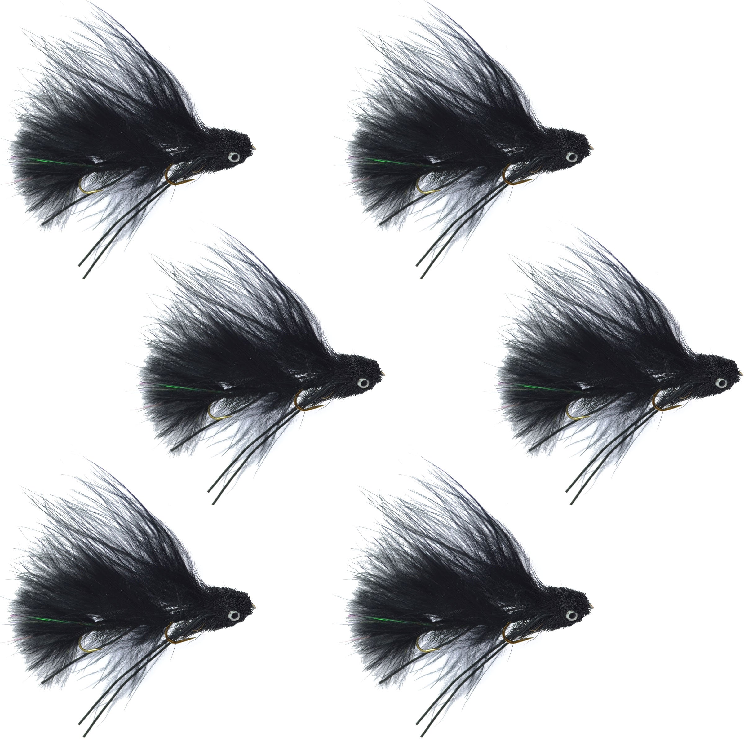 Mini Sex Dungeon Black Articulated Streamer Flies - Wholesale Per 1/2 Dozen (6 Flies) Size 6