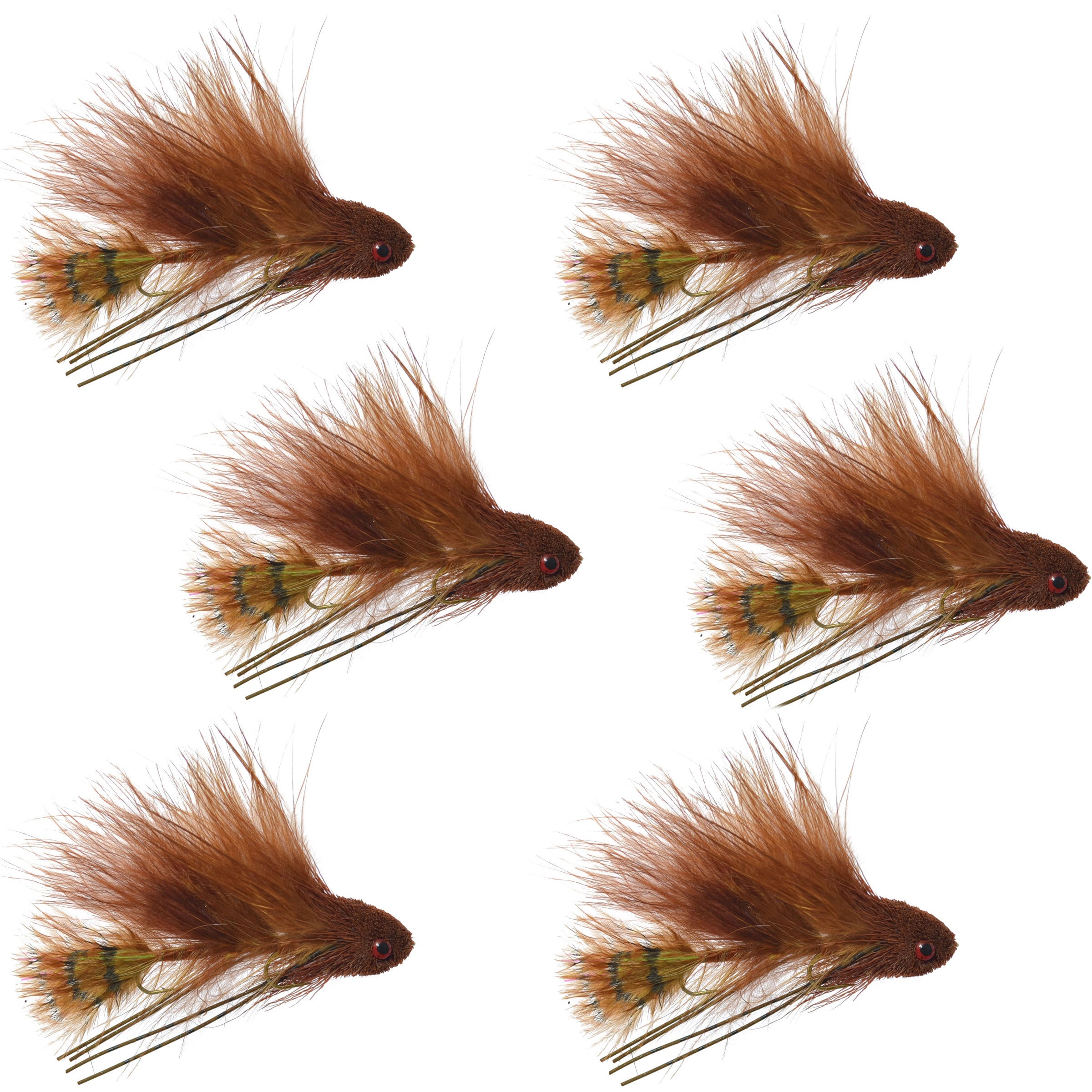 Mini Sex Dungeon Brown Articulated Streamer Flies - Wholesale Per 1/2 Dozen (6 Flies) Size 6