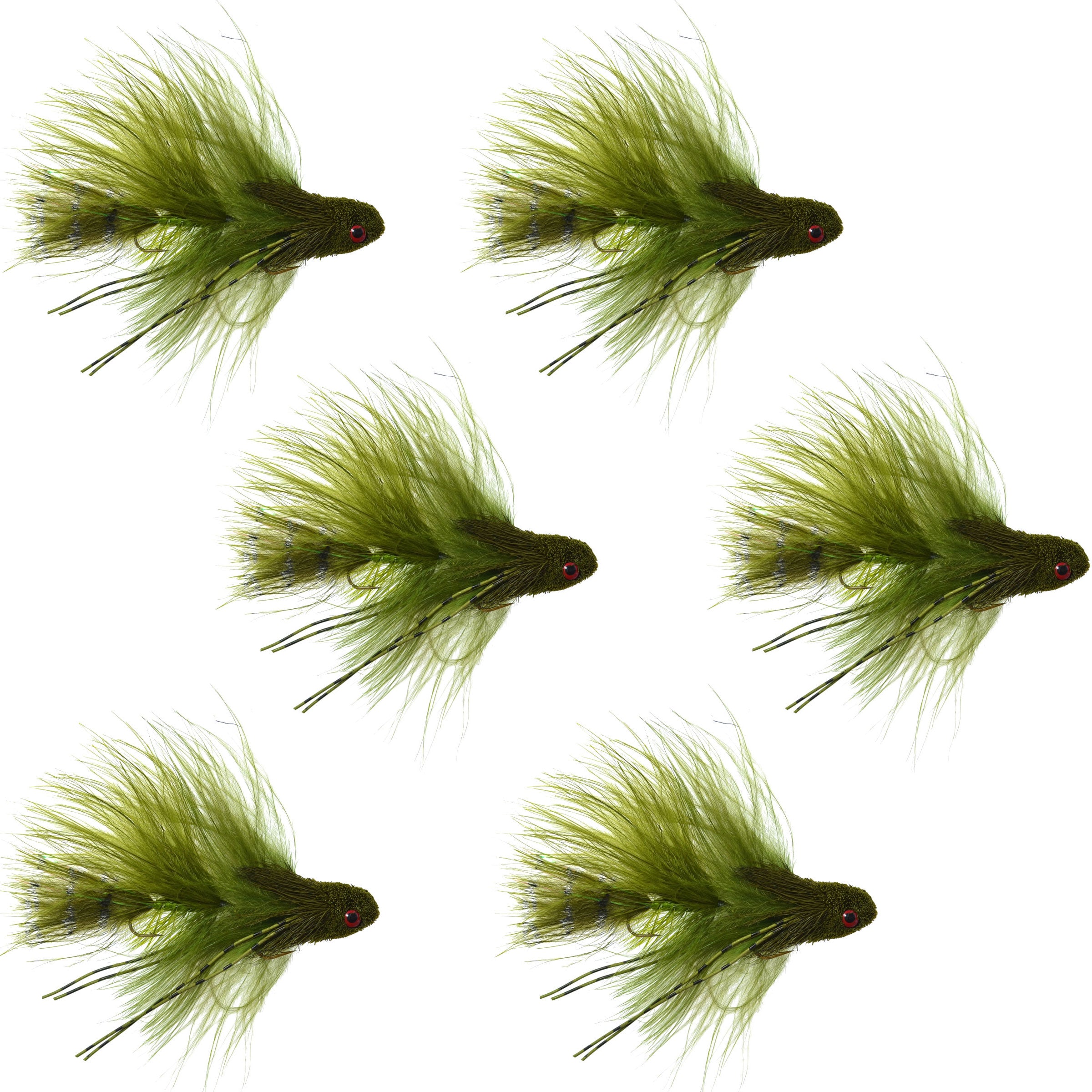 Mini Sex Dungeon Olive Articulated Streamer Flies - Wholesale Per 1/2 Dozen (6 Flies) Size 6