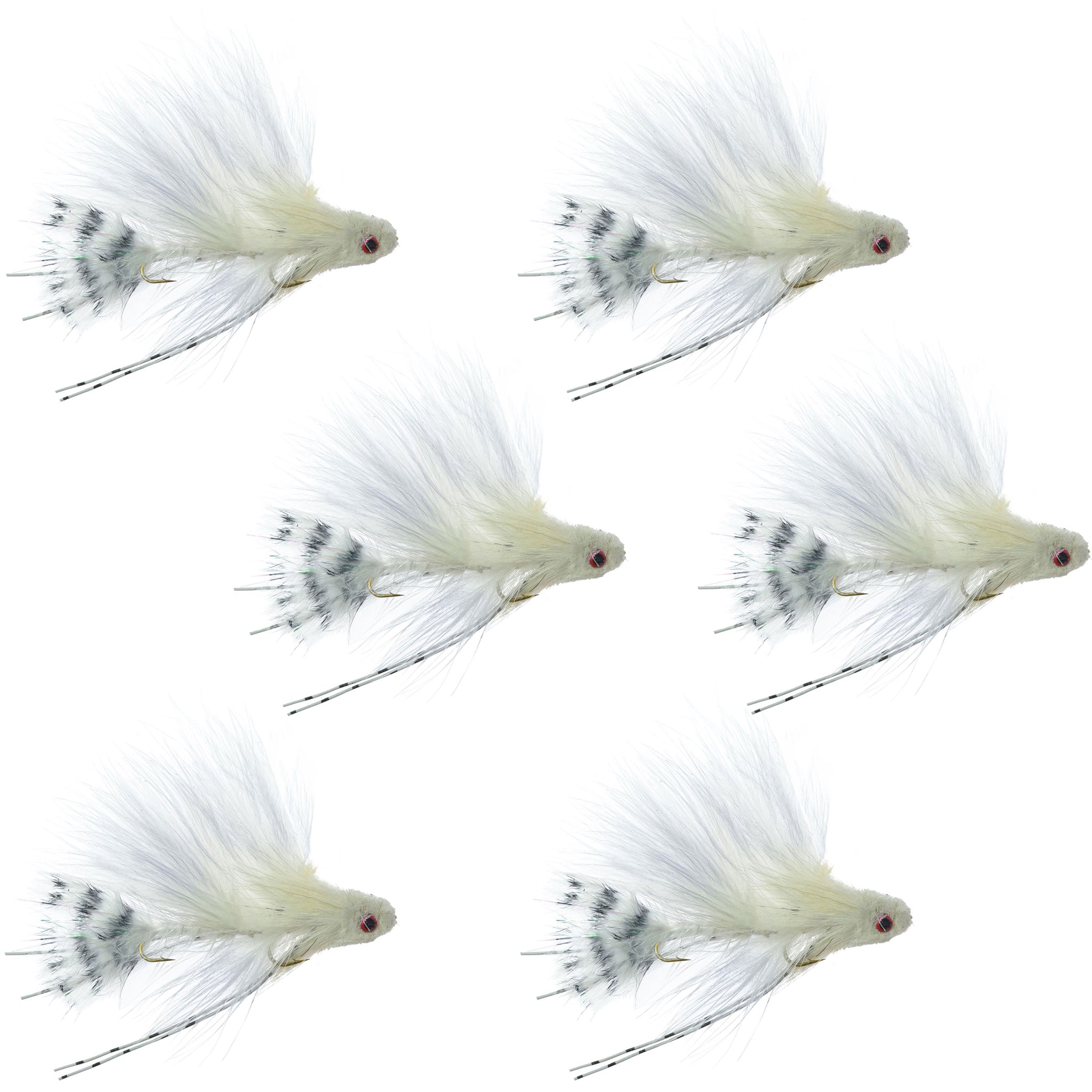 Mini Sex Dungeon White Articulated Streamer Flies - Wholesale Per 1/2 Dozen (6 Flies) Size 6