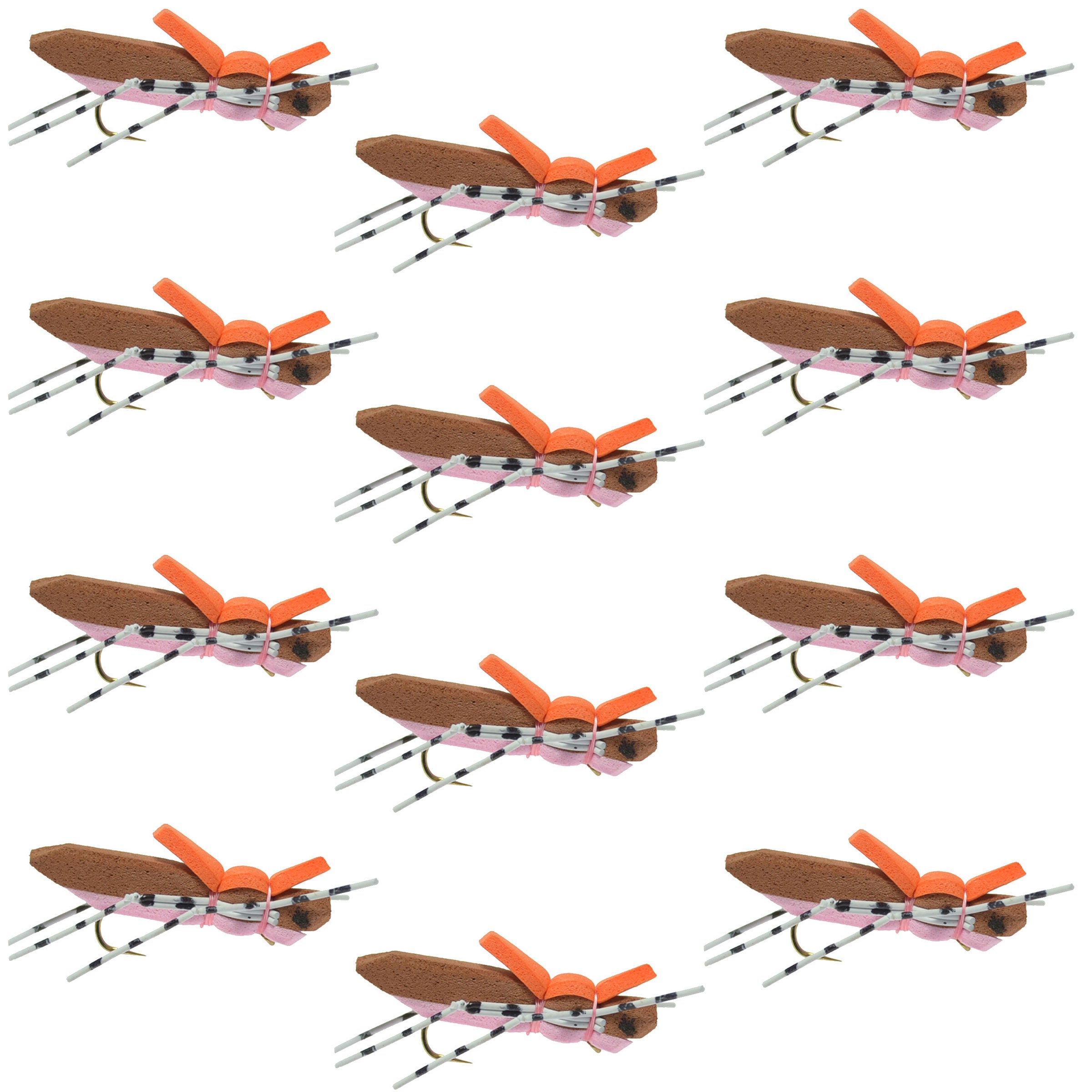 Morrish Hopper Pink Tan Foam Body Flies - Wholesale Per Dozen Size 10