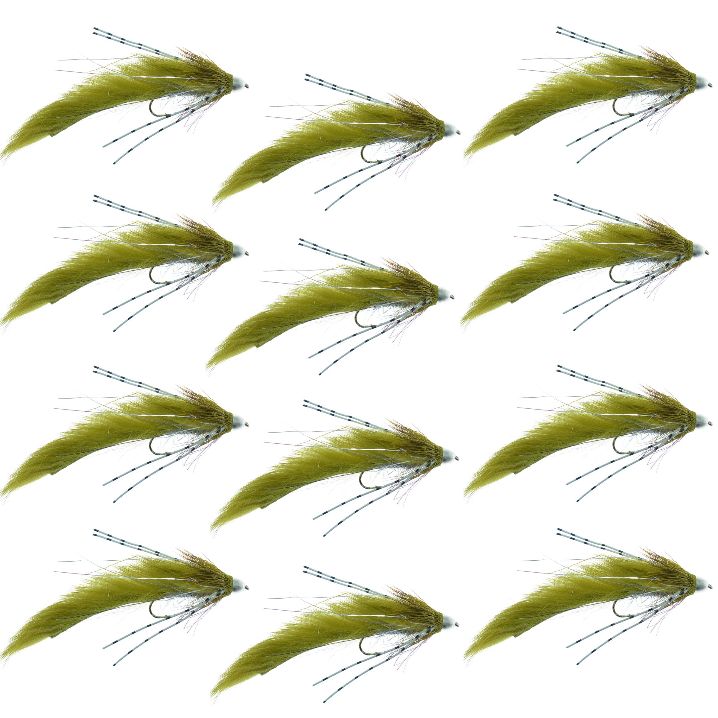 Muddy Buddy Olive Streamer Flies - Wholesale Per Dozen Size 4