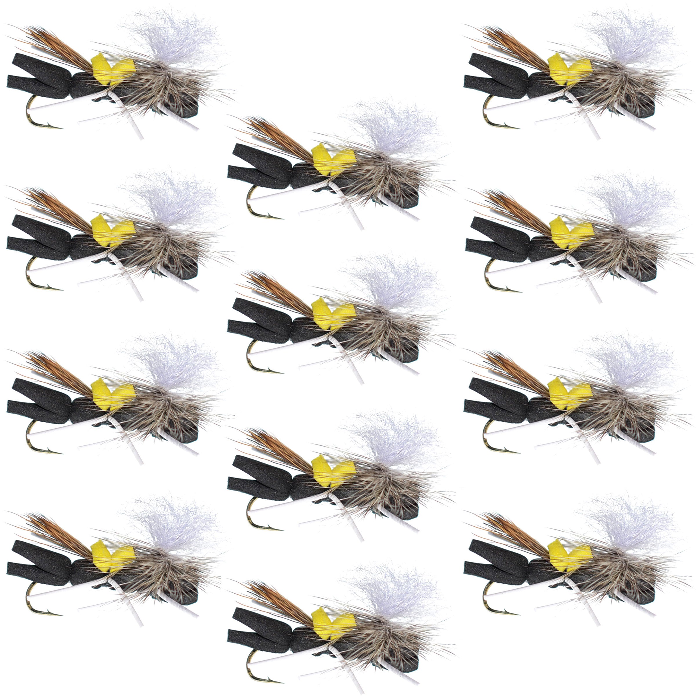 Parachute Chernobyl Ant Black Foam Hopper Flies - Wholesale Per Dozen Size 10