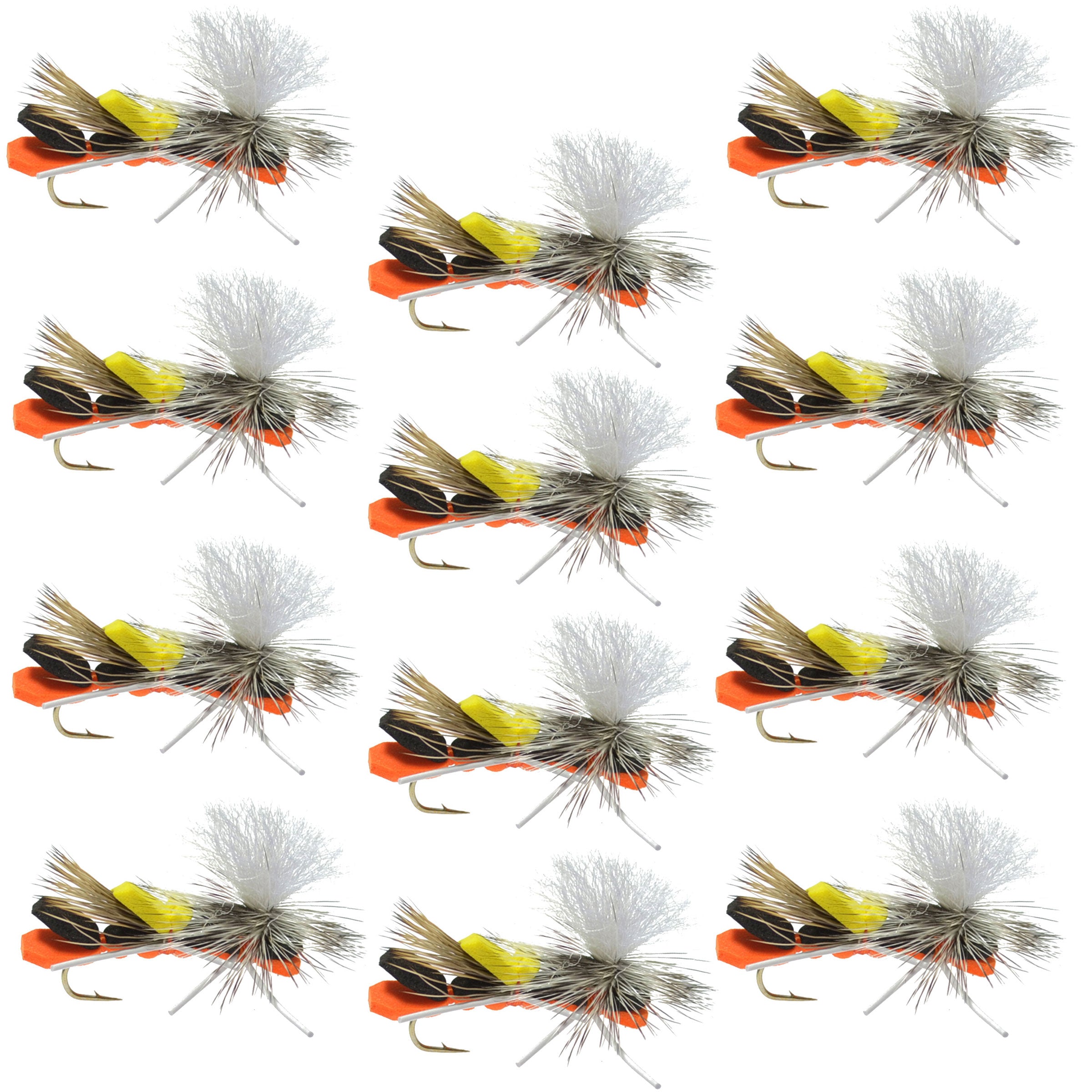 Parachute Chernobyl Ant Orange Foam Hopper Flies - Wholesale Per Dozen Size 10