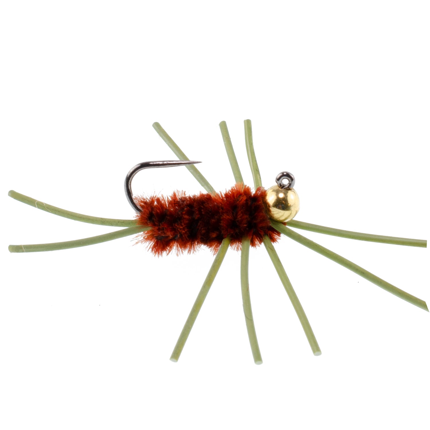 Tungsten Bead Jigged Pats Rubber Legs Brown Nymph Flies - Wholesale Per Dozen Size 10