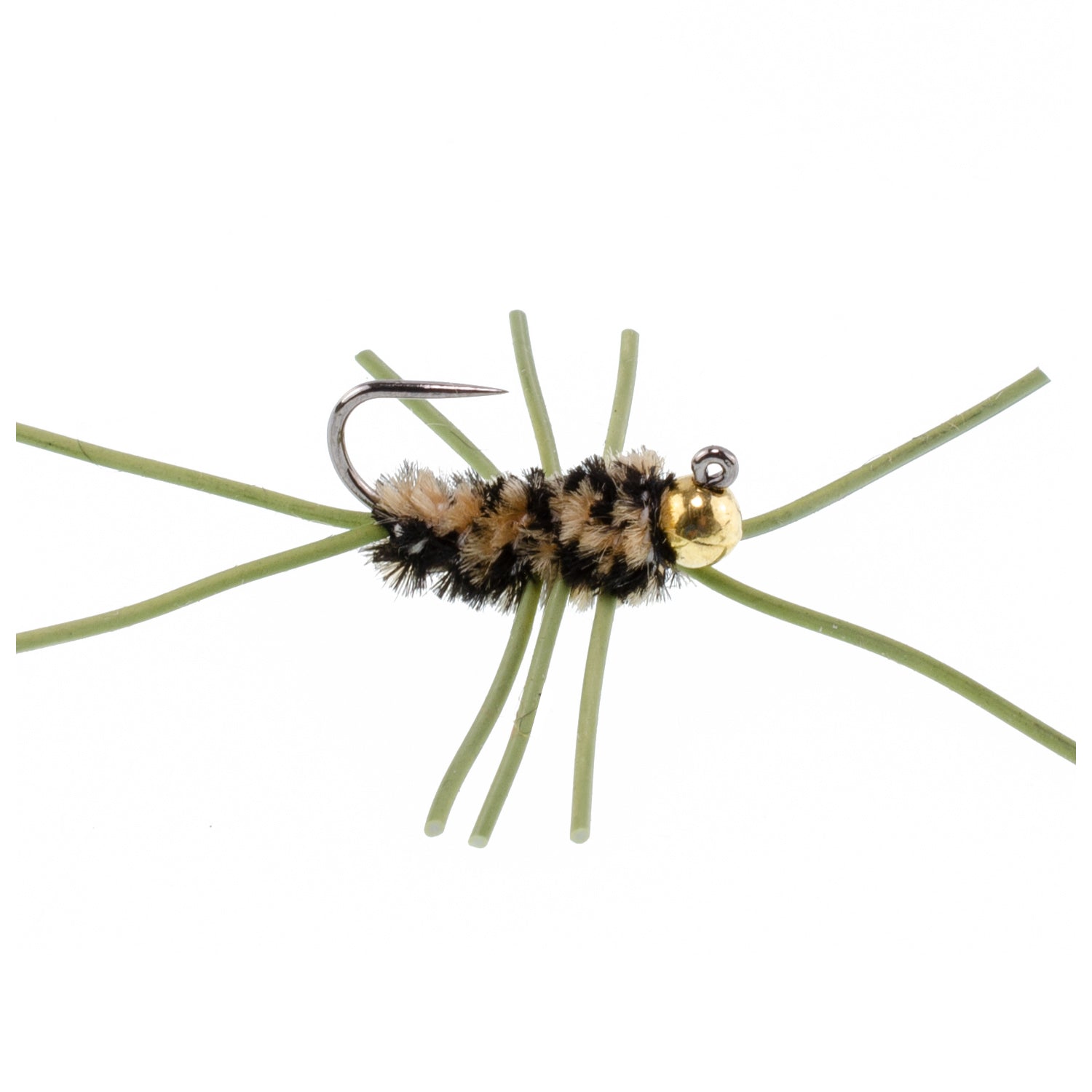 Tungsten Bead Jigged Pats Rubber Legs Coffee/Black Nymph Flies - Wholesale Per Dozen Size 10