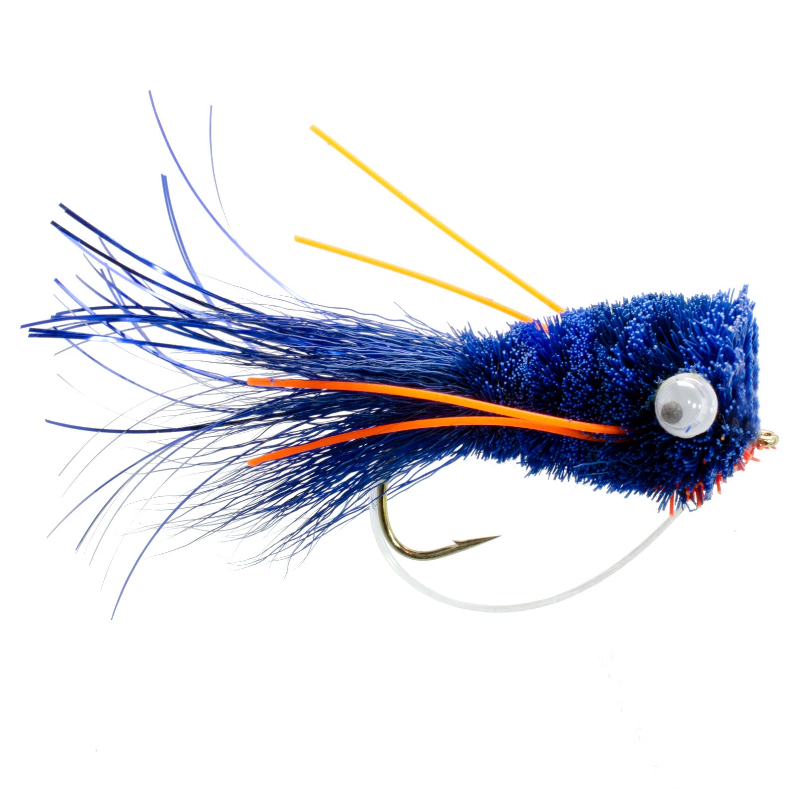 Deer Hair Popper Blue/Orange Hook Size 6 - Wholesale Bass Flies Per 1/2 Dozen (6 Flies)