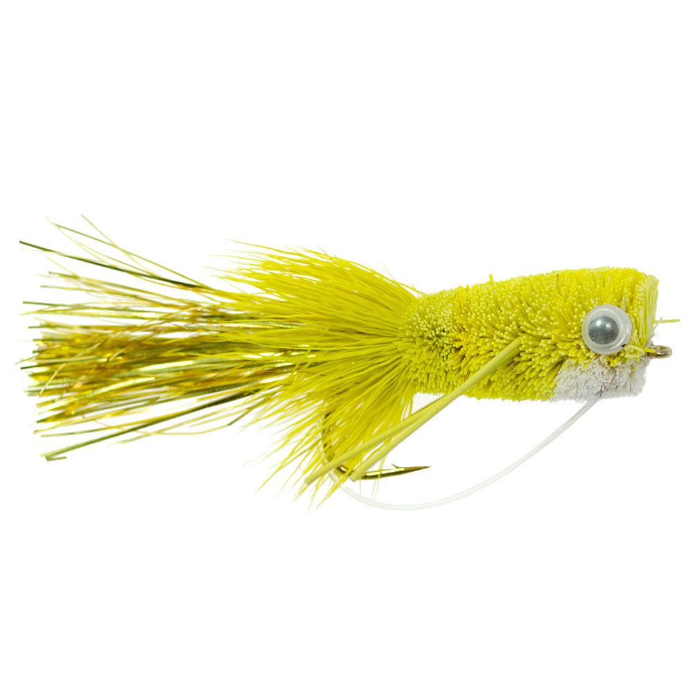 Deer Hair Popper Yellow Hook Size 8 - Wholesale Bass Flies Per 1/2 Dozen (6 Flies)