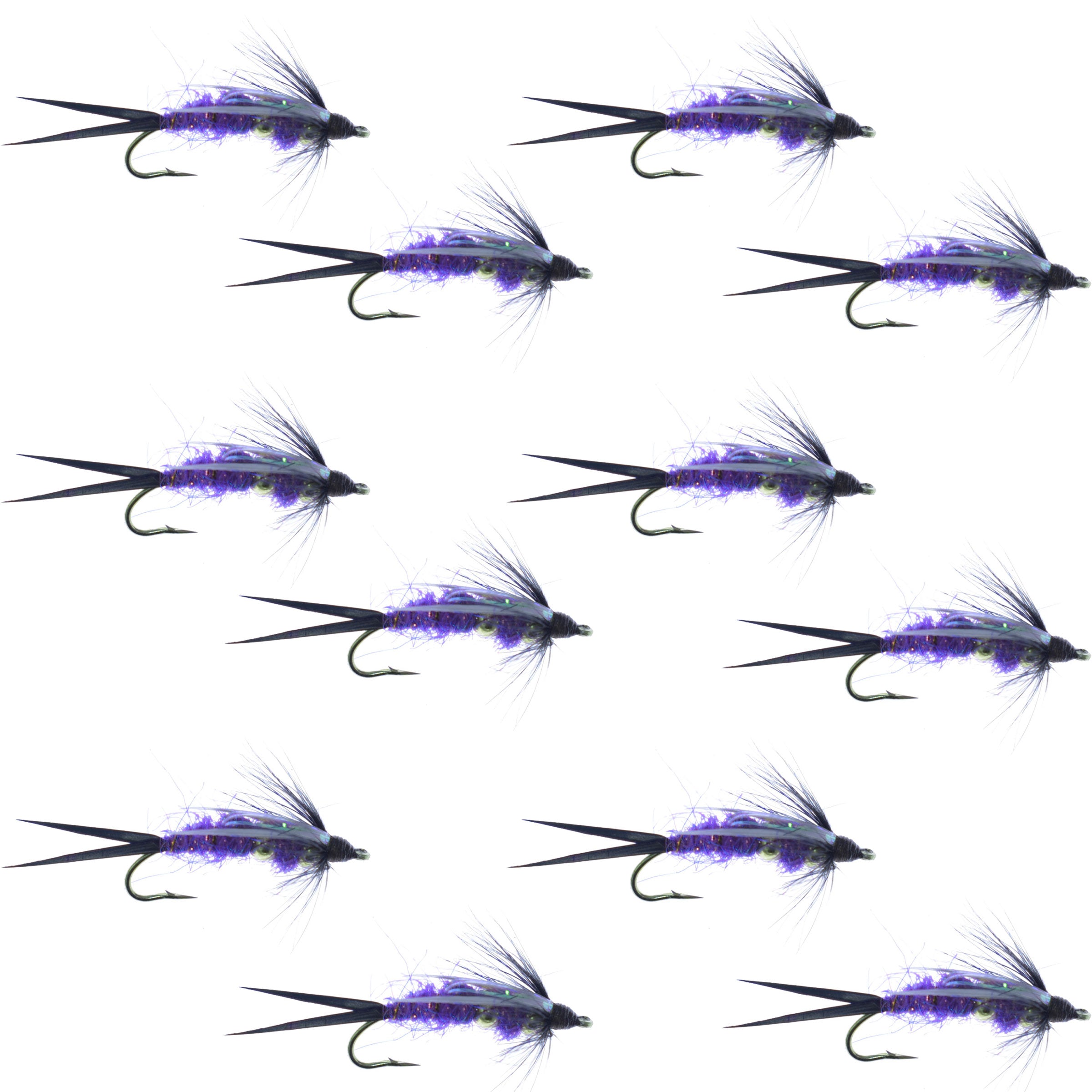 Double Bead Purple Psycho Prince Nymph Fly - Wholesale Per Dozen Sizes 8-14