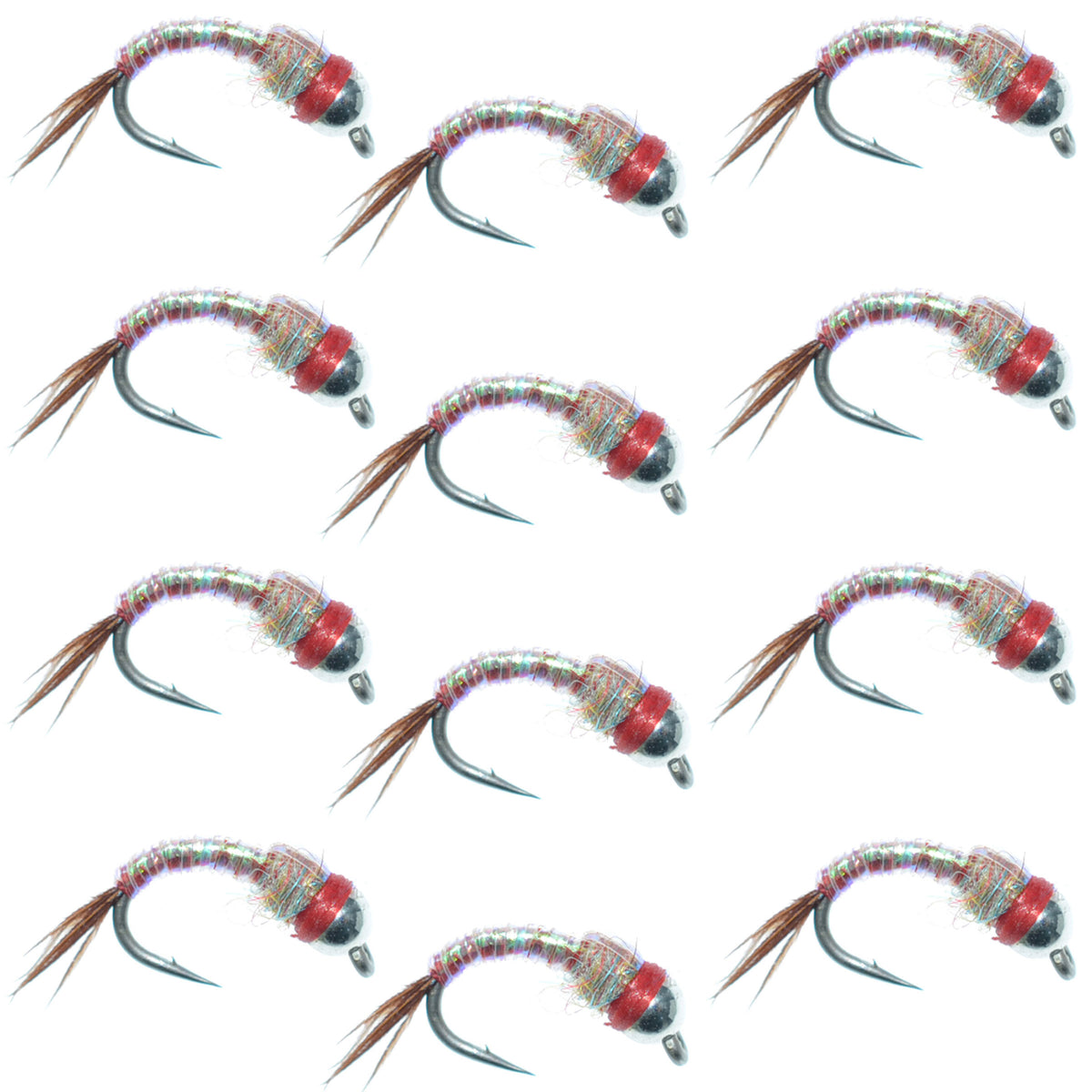 Rainbow Warrior Midge Nymph Flies - Wholesale Per Dozen Sizes 14-20
