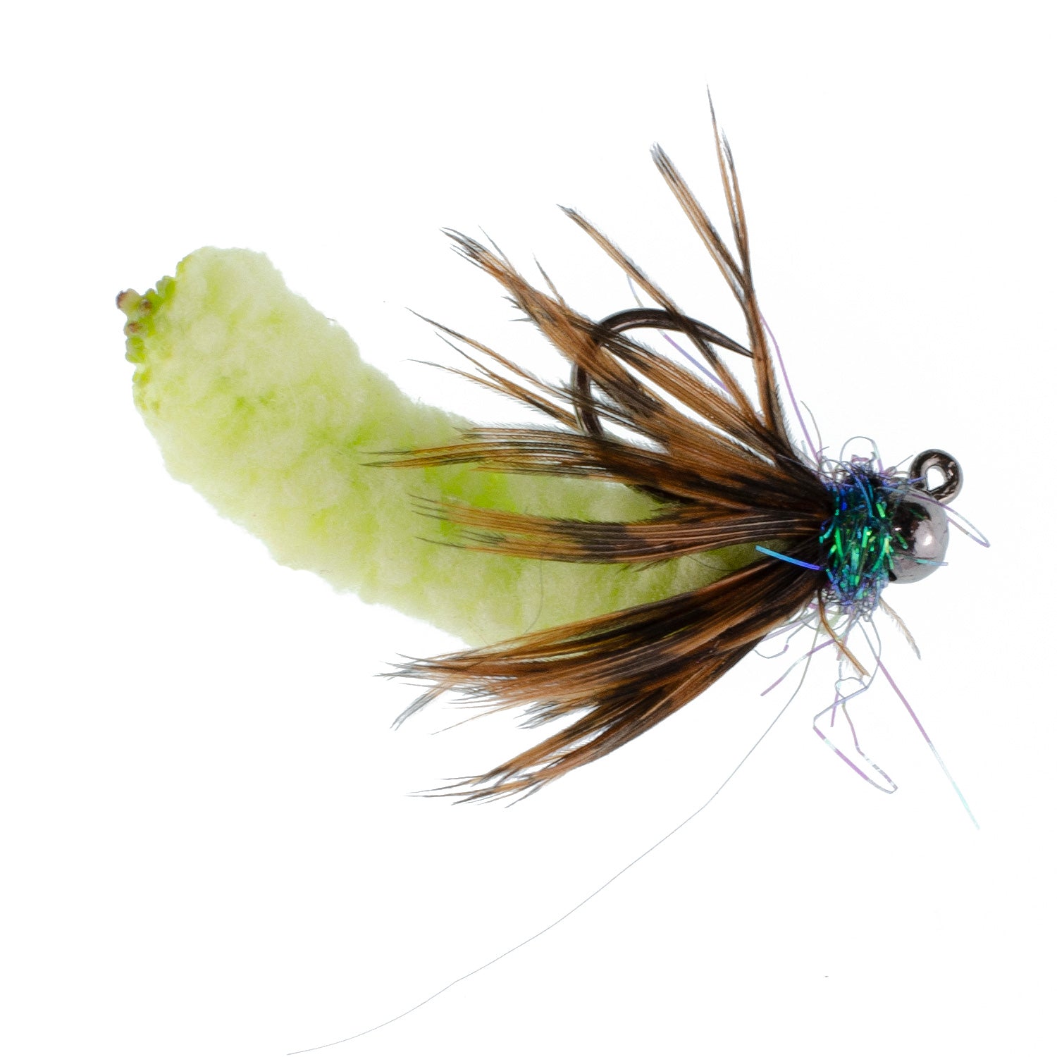 Tungsten Bead Head Chartreuse Mop Fly Euro Jigged Tactical Flies - Wholesale Per Dozen Size 14