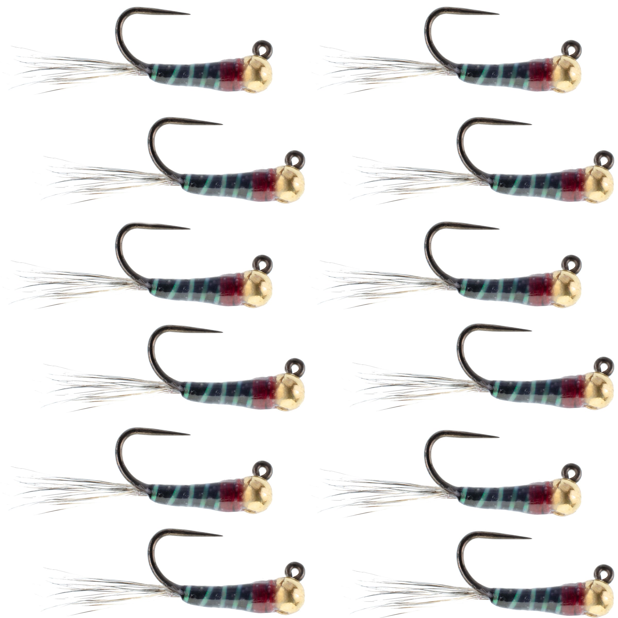 Tungsten Bead Head Black Perdigon Euro Jigged Tactical Flies - Wholesale Per Dozen Sizes 14-18