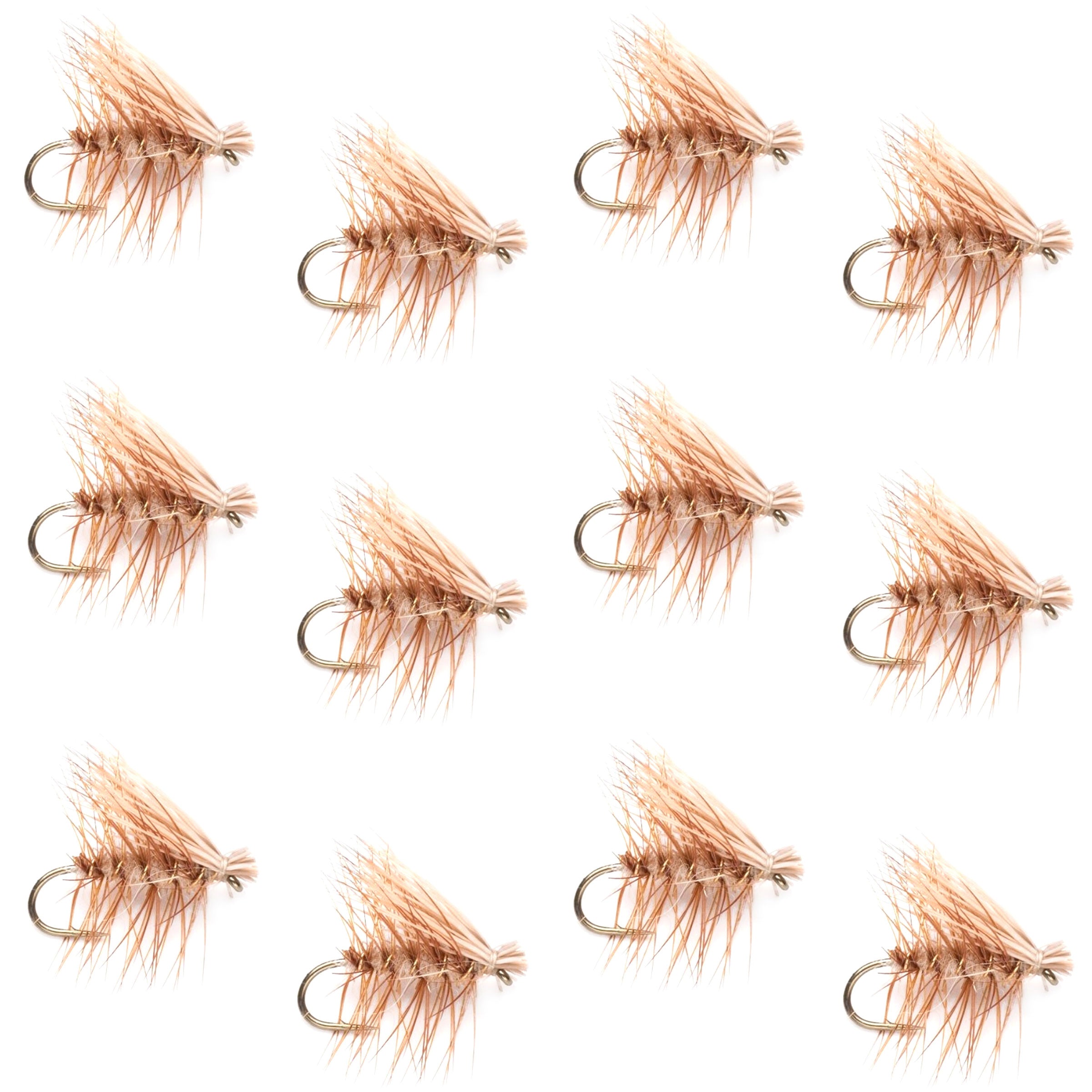 Elk Hair Caddis Tan Dry Flies - Wholesale Per Dozen Sizes 12-18