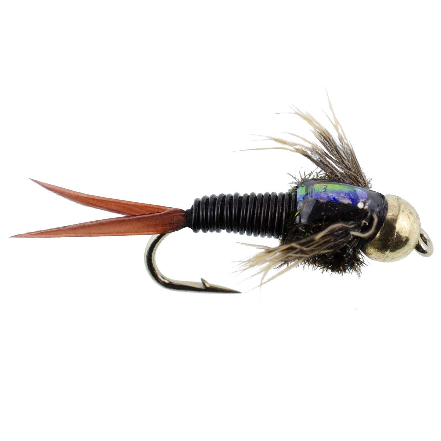 Tungsten Bead Head Copper John Black Copper John Nymph Flies - Wholesale Per Dozen Sizes 12-18