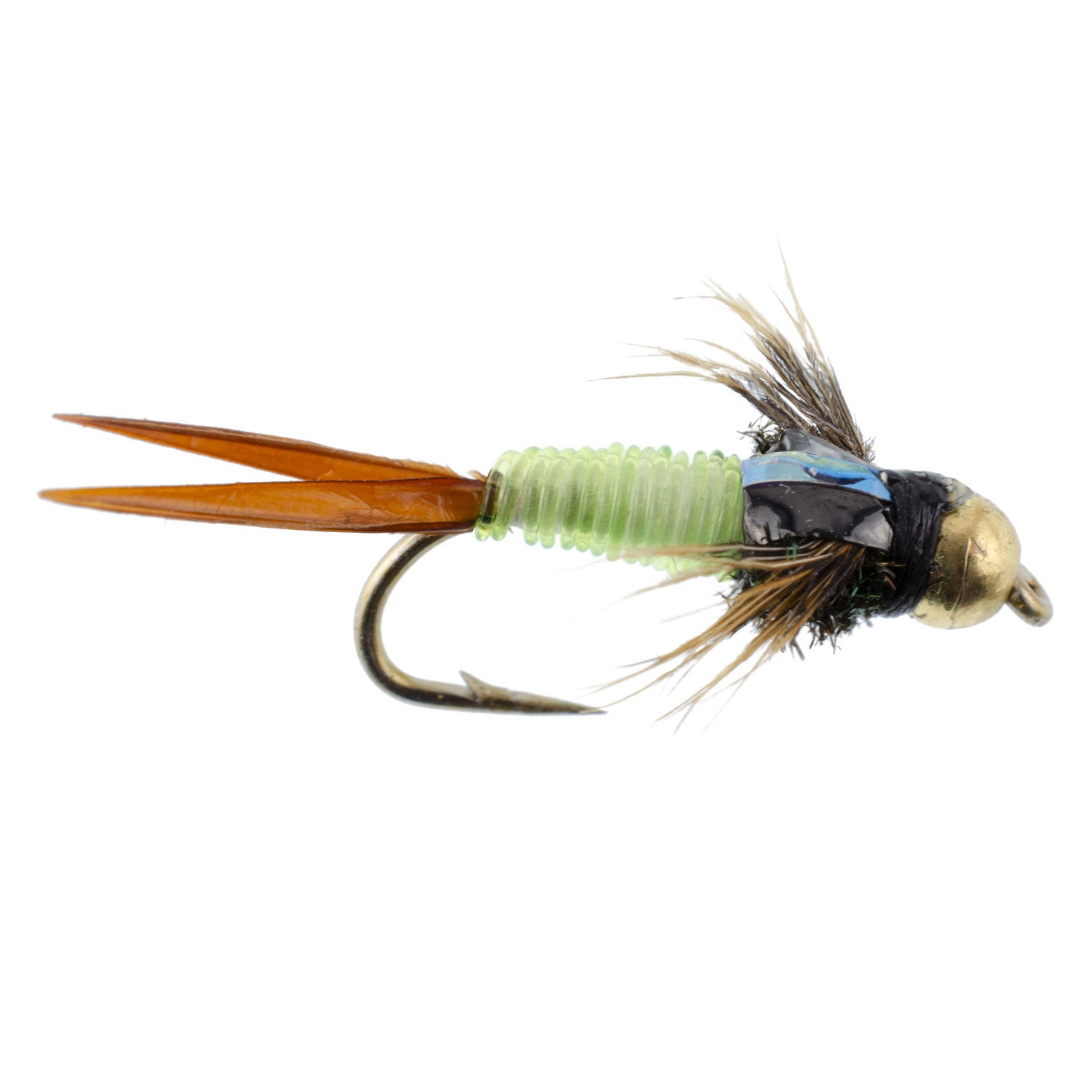 Tungsten Bead Head Copper John Chartreuse Nymph Flies - Wholesale Per Dozen Sizes 10-18