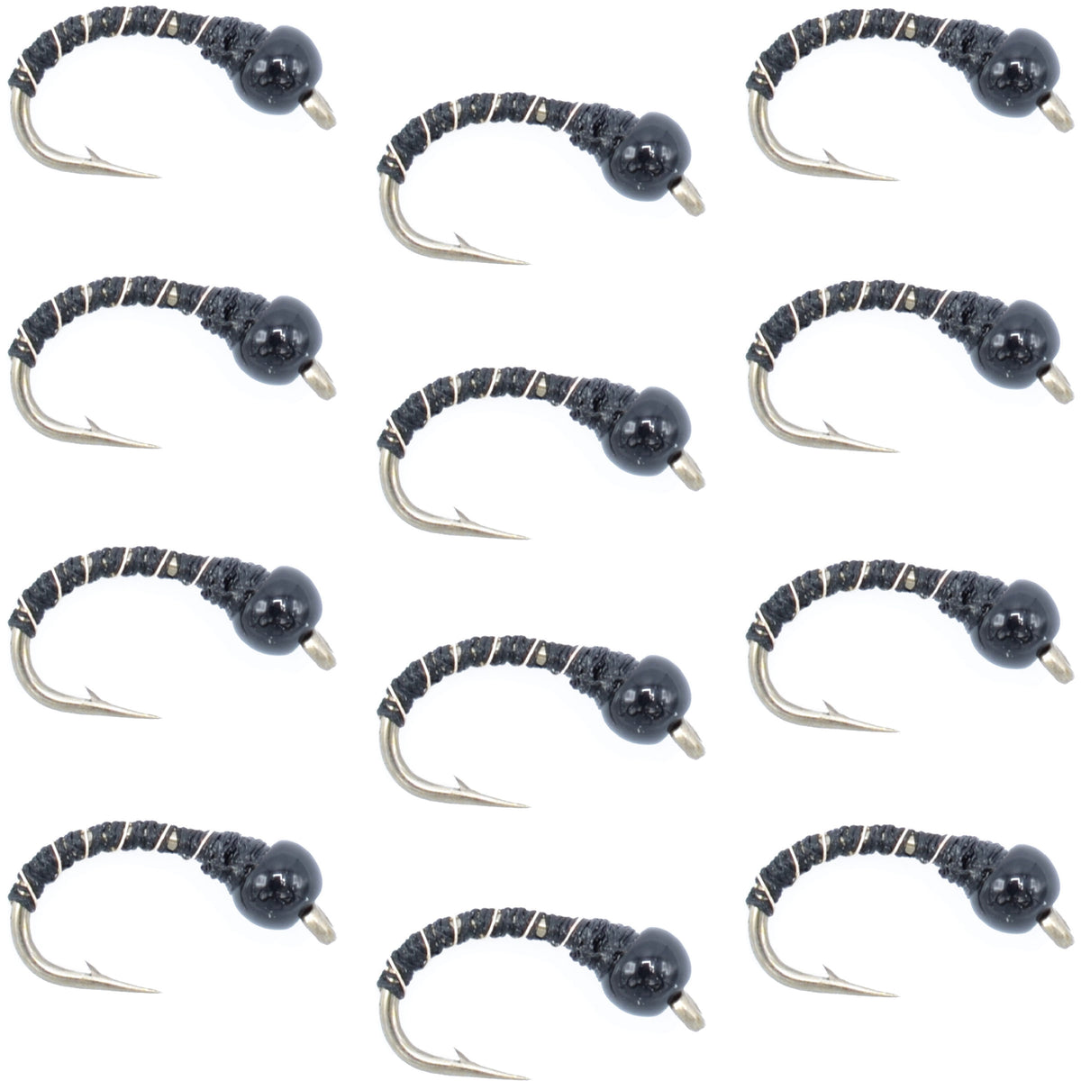 Black Zebra Midge Nymph Flies - Wholesale Per Dozen Sizes 14-24