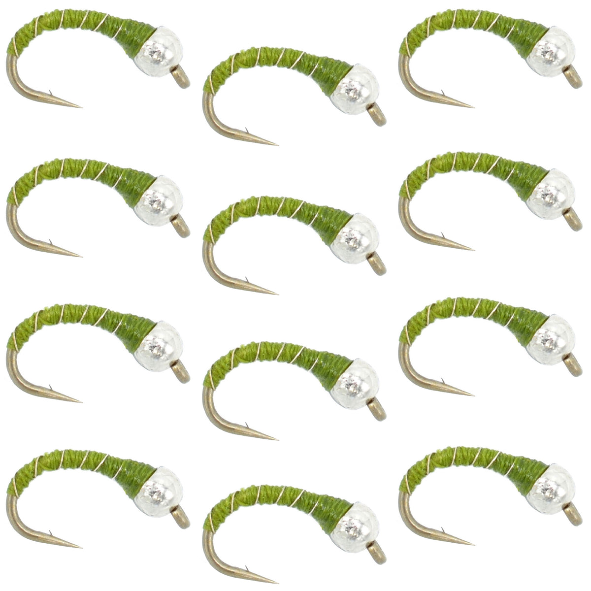 Olive Zebra Midge Nymph Flies - Wholesale Per Dozen Sizes 14-20