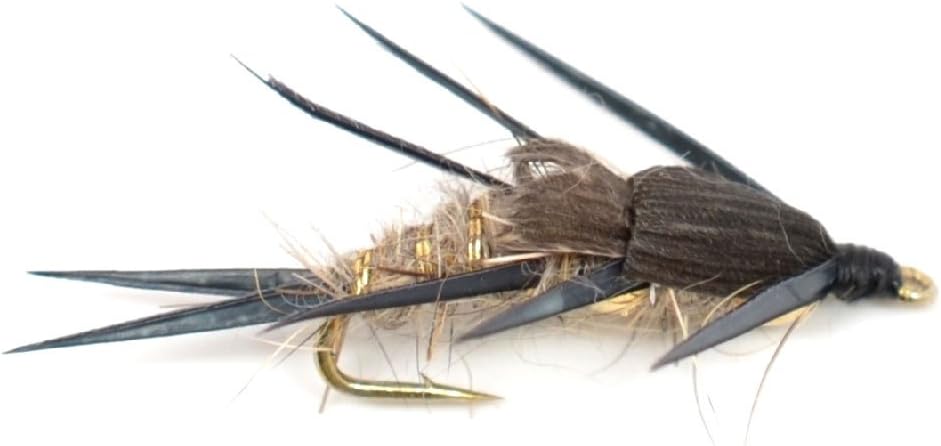 Double Bead Hares Ear Nymph Fly with Black Biot Legs - Wholesale Per Dozen Sizes 8-14